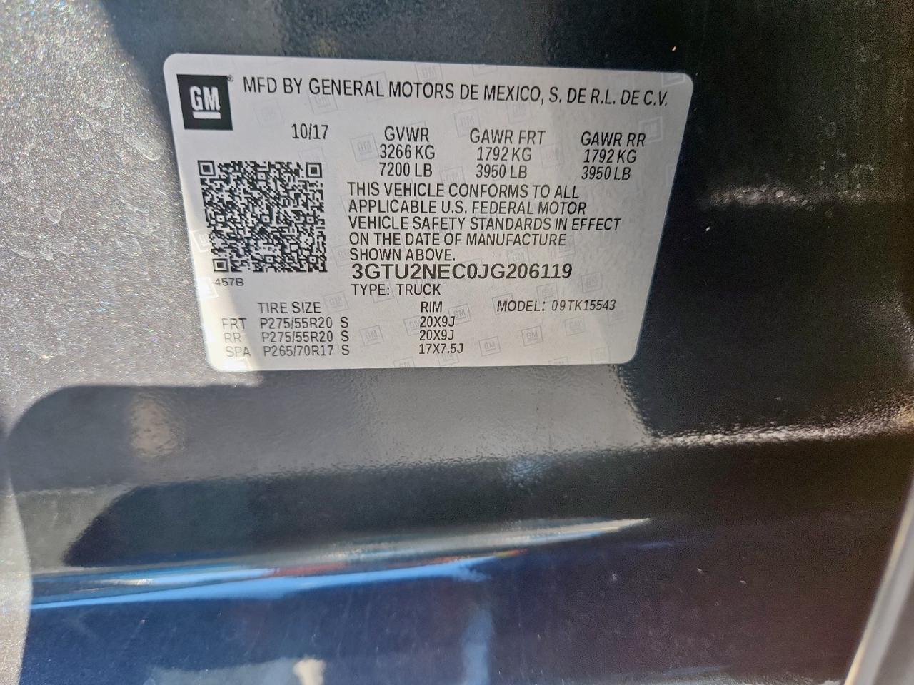 2018 GMC Sierra K1500 Slt VIN: 3GTU2NEC0JG206119 Lot: 92669555