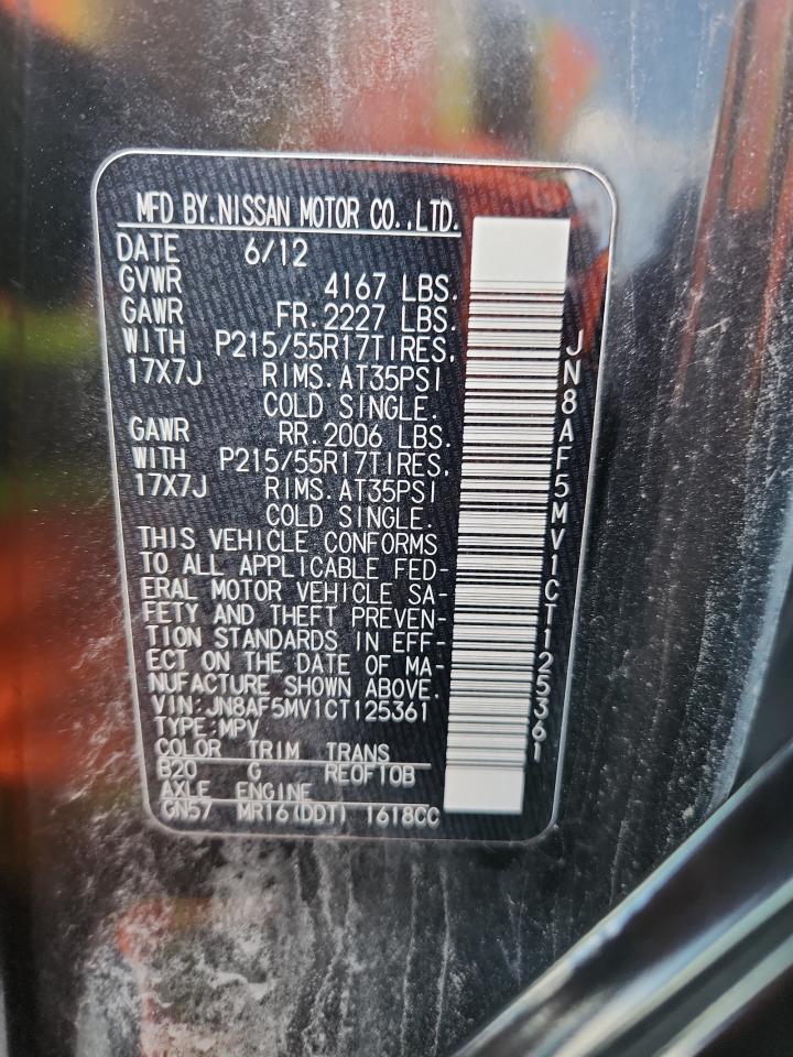 2012 Nissan Juke S VIN: JN8AF5MV1CT125361 Lot: 91259755