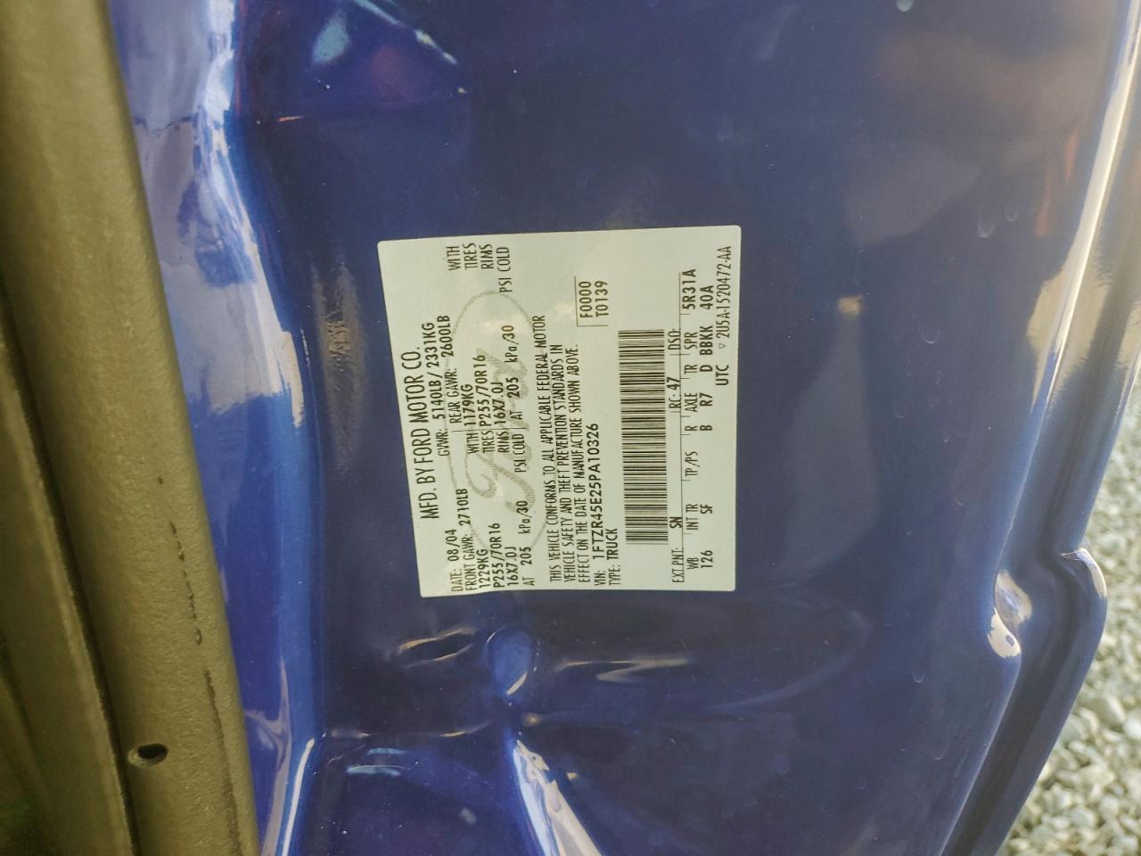 2005 Ford Ranger Super Cab VIN: 1FTZR45E25PA10326 Lot: 93345595