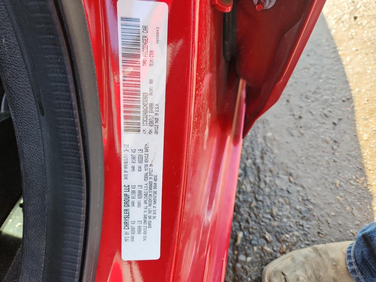 2012 Dodge Avenger Se VIN: 1C3CDZABXCN232669 Lot: 92413245