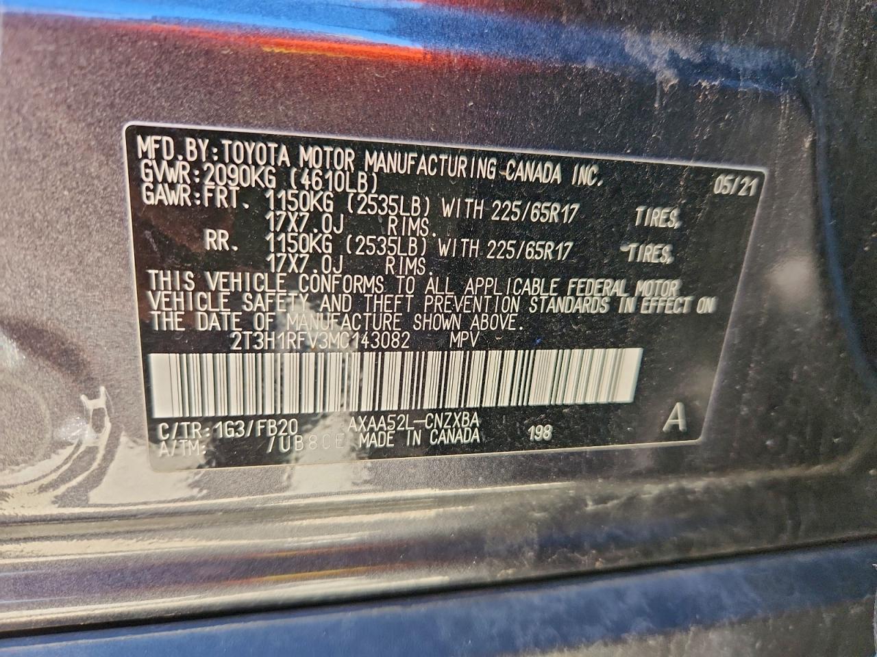 2021 Toyota Rav4 Le VIN: 2T3H1RFV3MC143082 Lot: 94520995