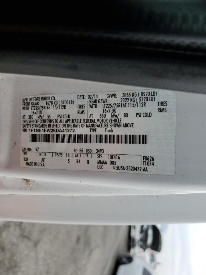 2014 Ford E150 Delivery Van VIN: 1FTNE1EW2EDA41272 Lot: 92728665