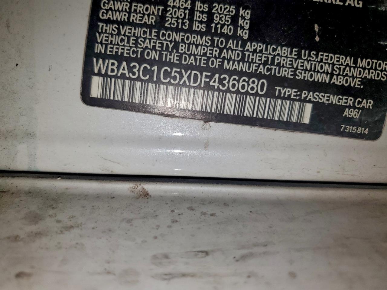 2013 BMW 328 I Sule VIN: F46680 Lot: 95113705