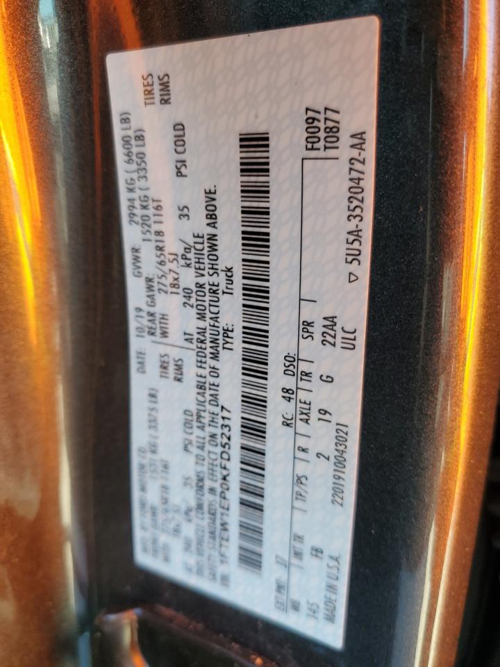 2019 Ford F150 Supercrew VIN: 1FTEW1EP0KFD52317 Lot: 89914075