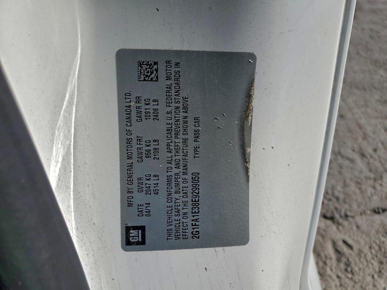 2014 Chevrolet Camaro Ls VIN: 2G1FA1E38E9299050 Lot: 92726925