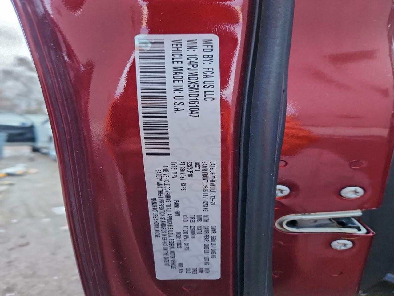 2021 Jeep Cherokee Limited VIN: 1C4PJMDX5MD161047 Lot: 93427435