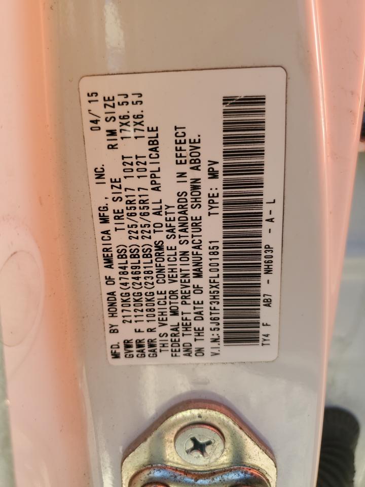 2015 Honda Crosstour Exl VIN: 5J6TF3H5XFL001851 Lot: 93046205