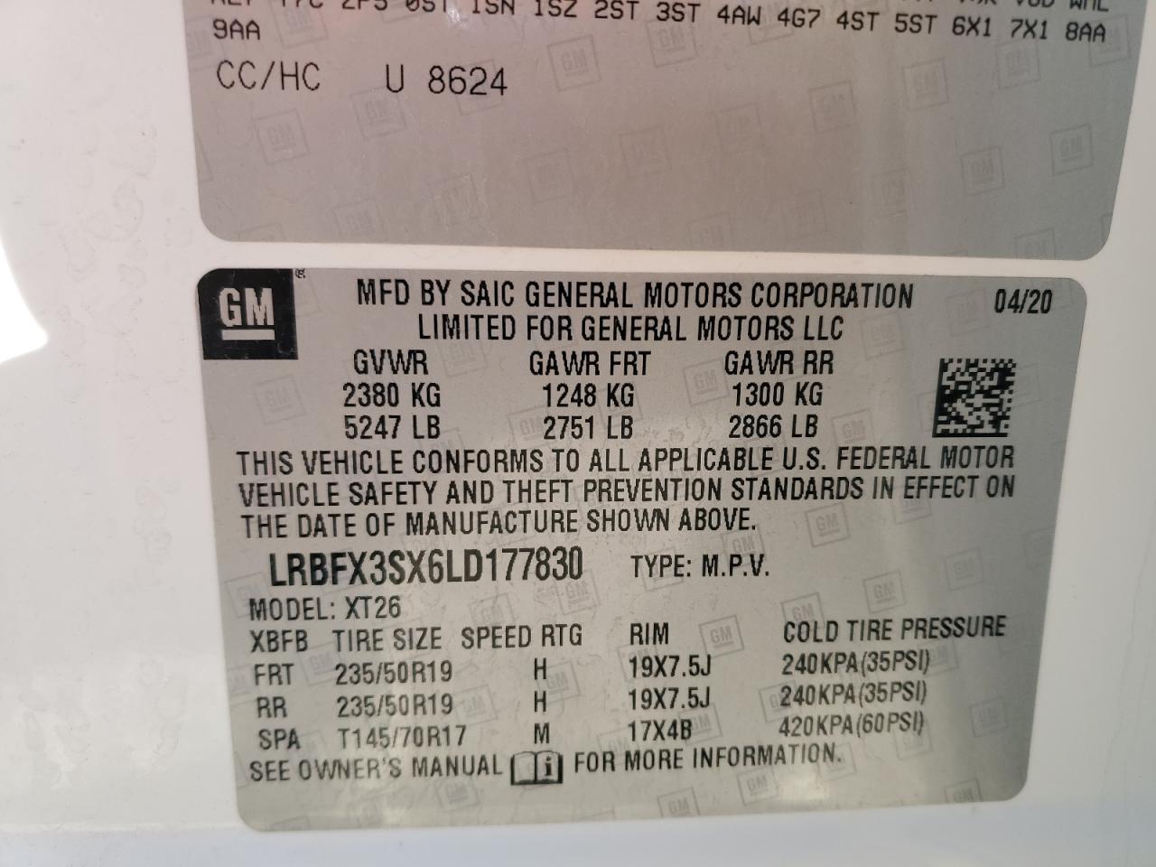 2020 Buick Envision Premium VIN: LRBFX3SX6LD177830 Lot: 92094065