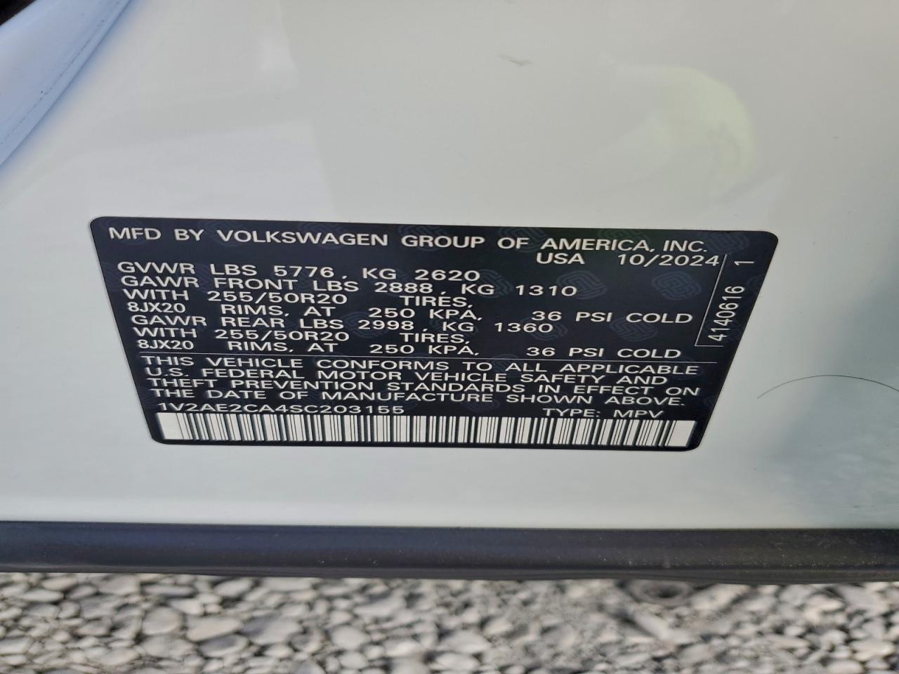 2025 Volkswagen Atlas Cross Sport Sel R-Line VIN: 1V2AE2CA4SC203155 Lot: 94175965