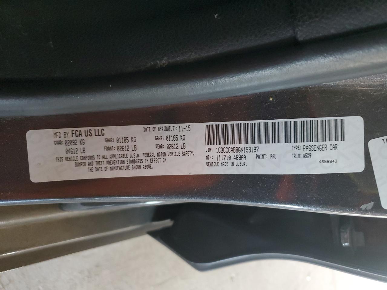 2016 Chrysler 200 Limited VIN: 1C3CCCAB8GN153197 Lot: 91842675