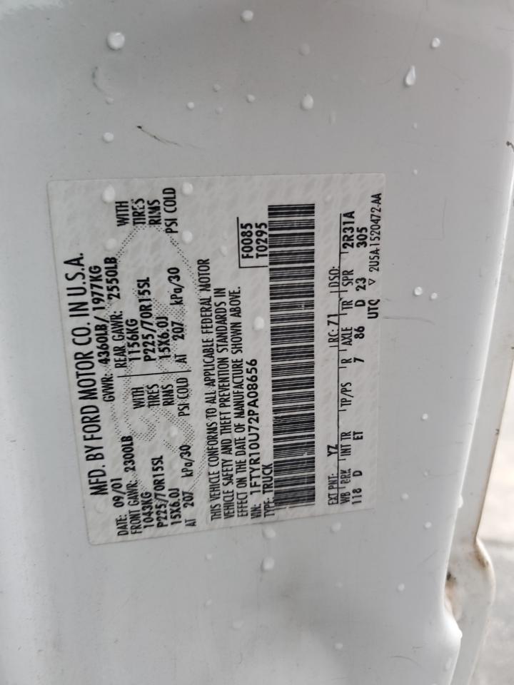 2002 Ford Ranger VIN: 1FTYR10U72PA08656 Lot: 93027535