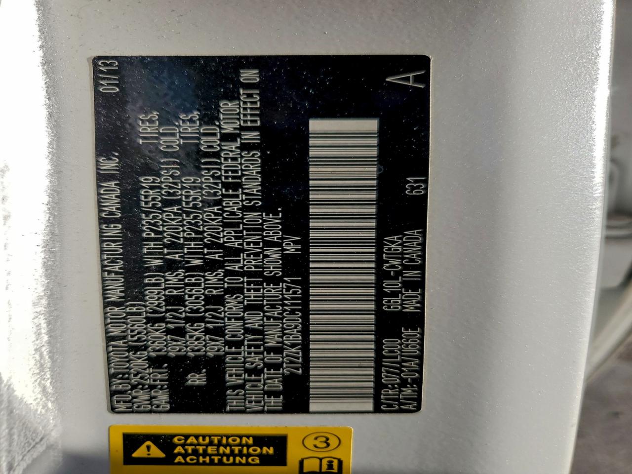 2013 Lexus Rx 350 VIN: 2T2ZK1BA9DC111571 Lot: 91895825