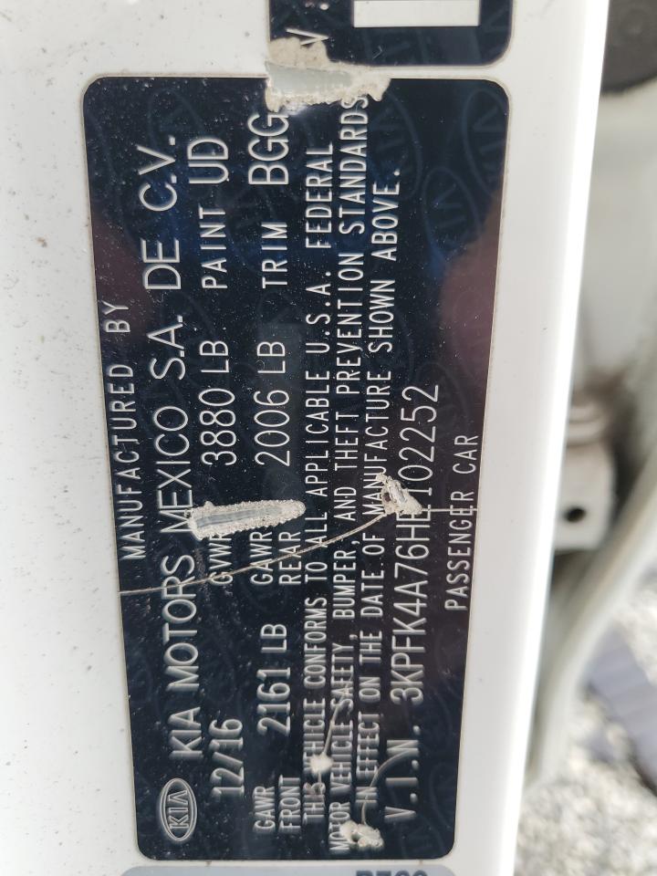 2017 Kia Forte Lx VIN: 3KPFK4A76HE102252 Lot: 93670485