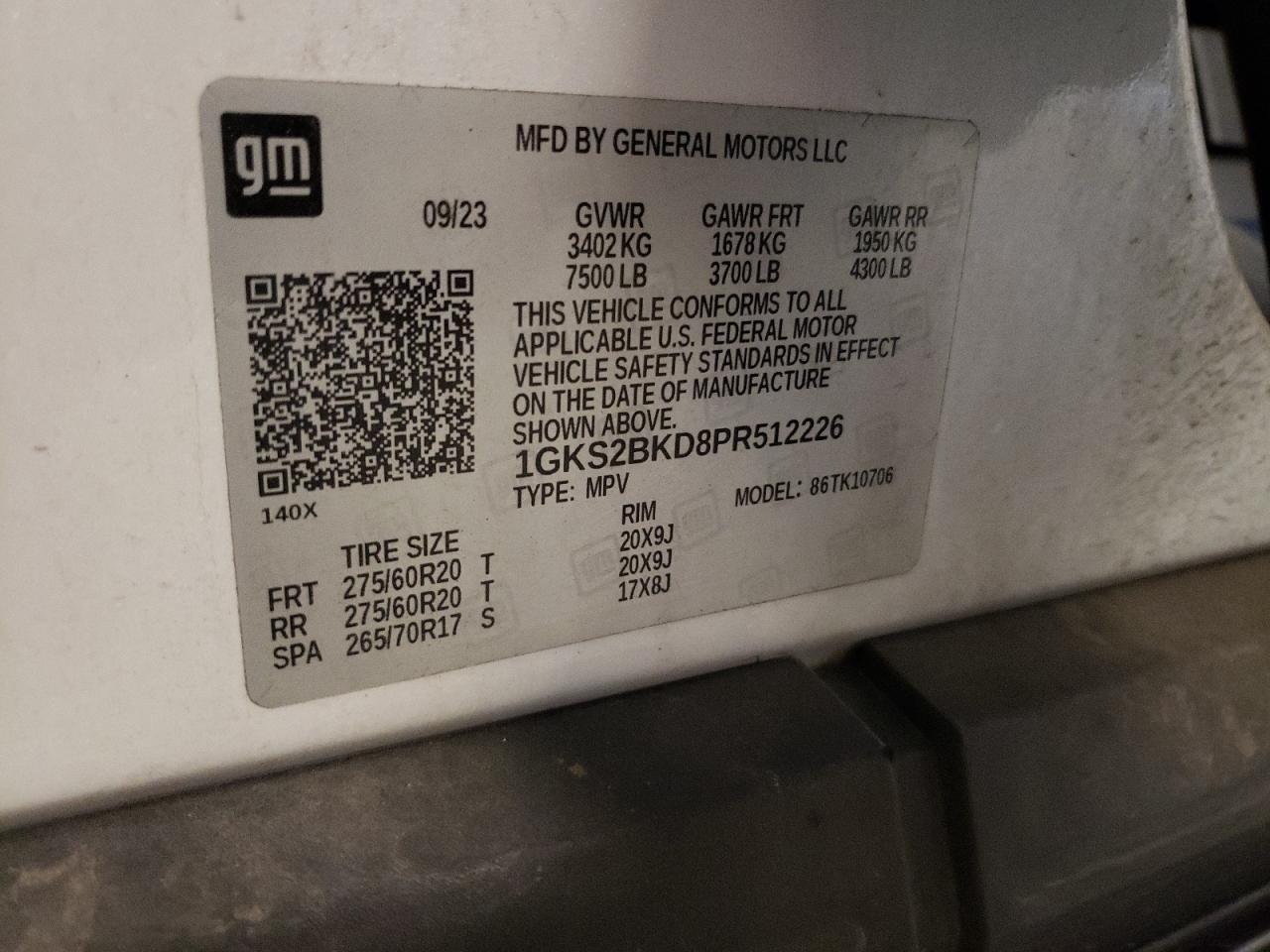 2023 GMC Yukon Slt VIN: 1GKS2BKD8PR512226 Lot: 91898395