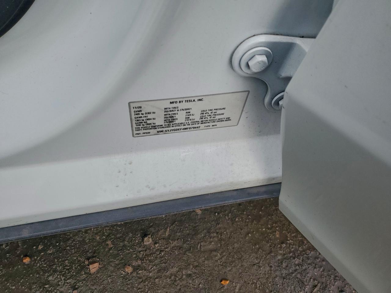 2021 Tesla Model Y VIN: 5YJYGDEF4MF079442 Lot: 94230405