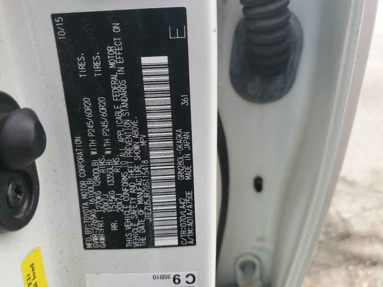 2016 Toyota 4Runner Sr5 VIN: JTEZU5JR7G5115418 Lot: 93823945