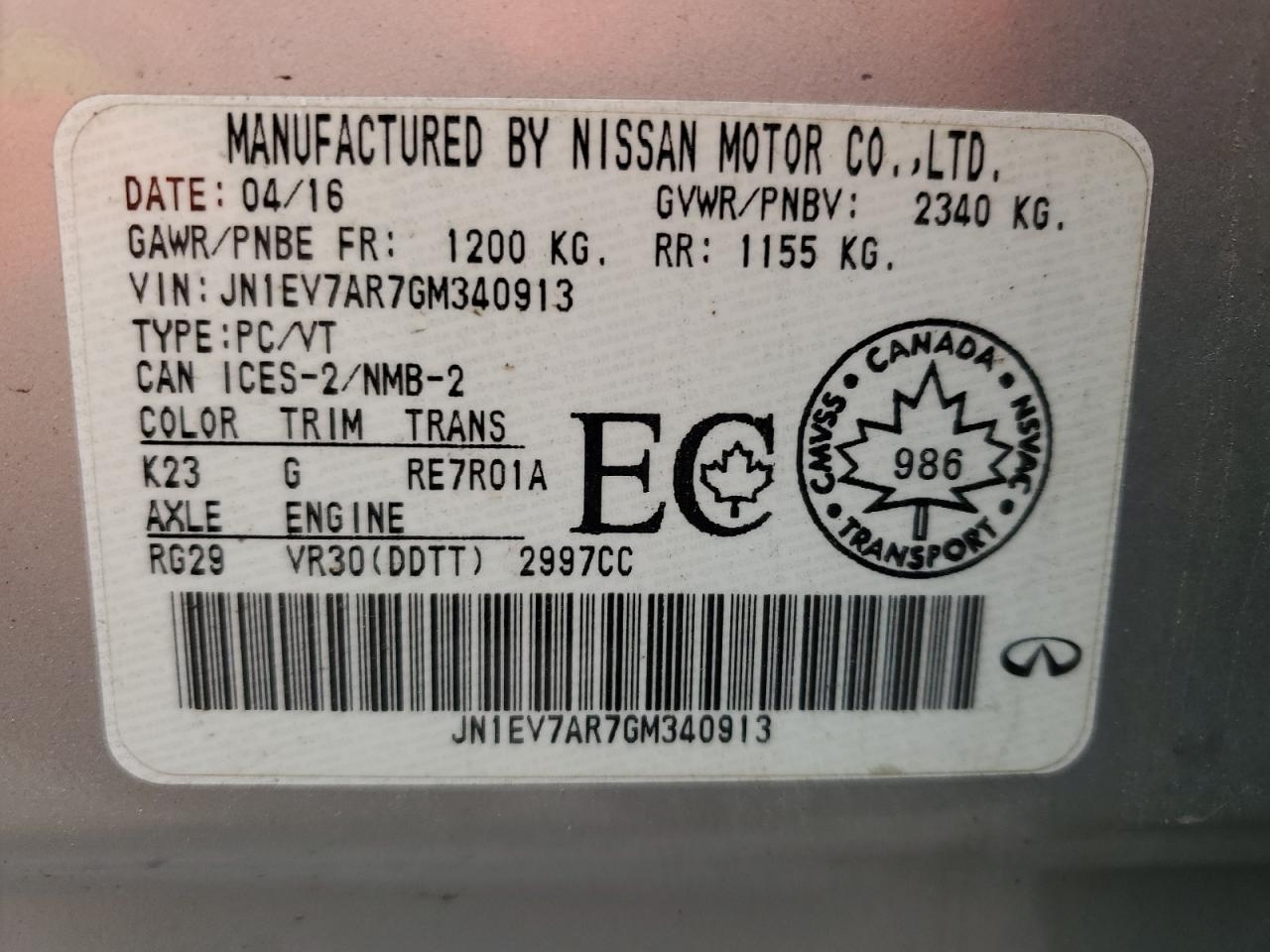 2016 Infiniti Q50 Premium VIN: JN1EV7AR7GM340913 Lot: 92789745