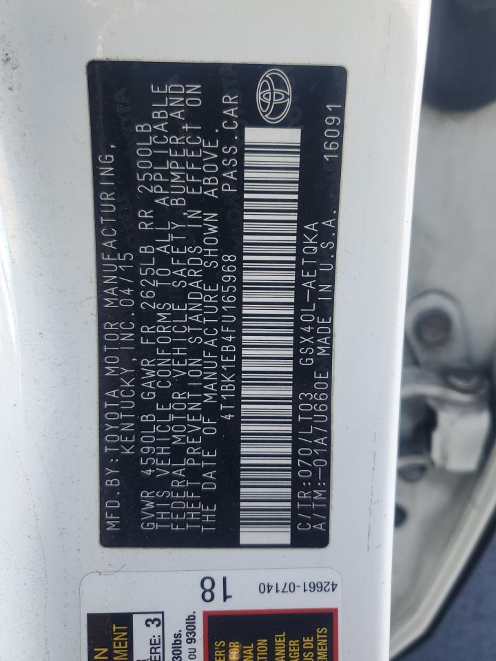 2015 Toyota Avalon Xle VIN: 4T1BK1EB4FU165968 Lot: 93219225