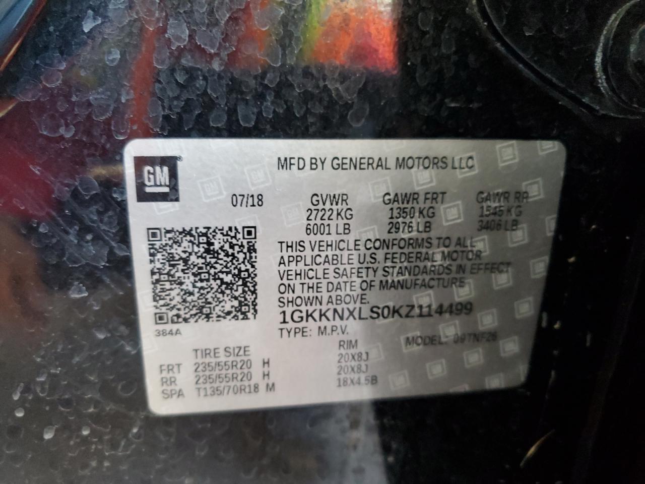 2019 GMC Acadia Denali VIN: 1GKKNXLS0KZ114499 Lot: 90855975