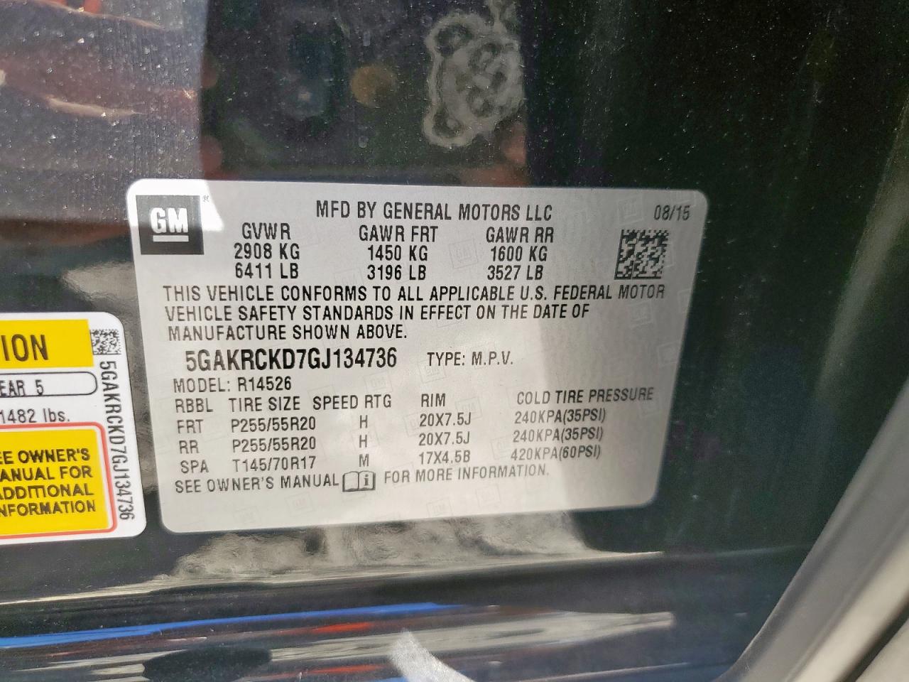 2016 Buick Enclave VIN: 5GAKRCKD7GJ134736 Lot: 92323075