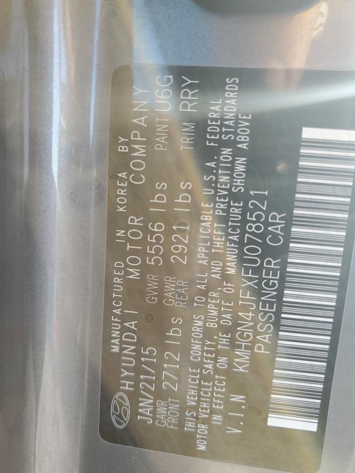 2015 Hyundai Genesis 5.0L VIN: KMHGN4JFXFU078521 Lot: 92634105