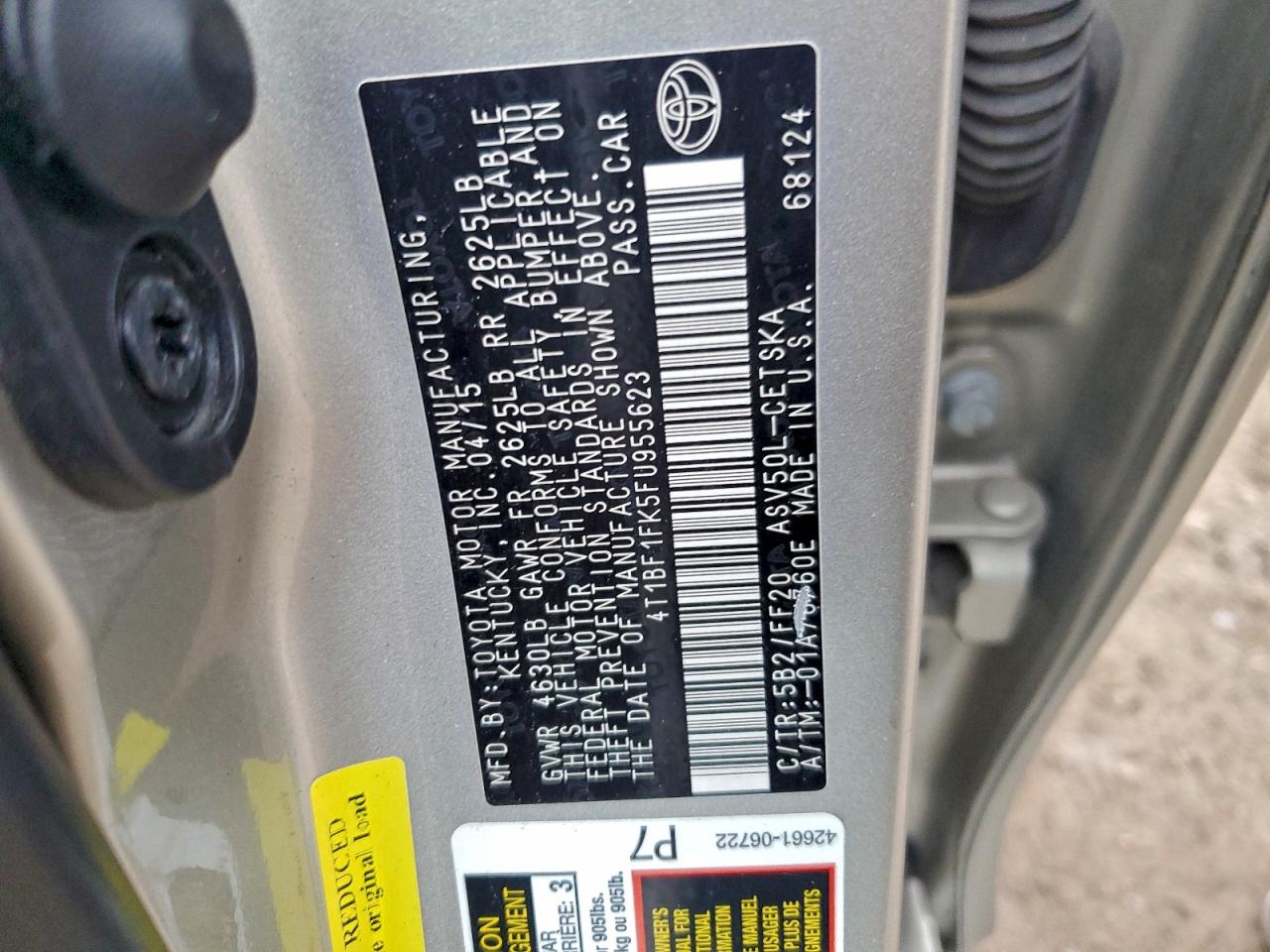 2015 Toyota Camry Le VIN: 4T1BF1FK5FU955623 Lot: 94242855