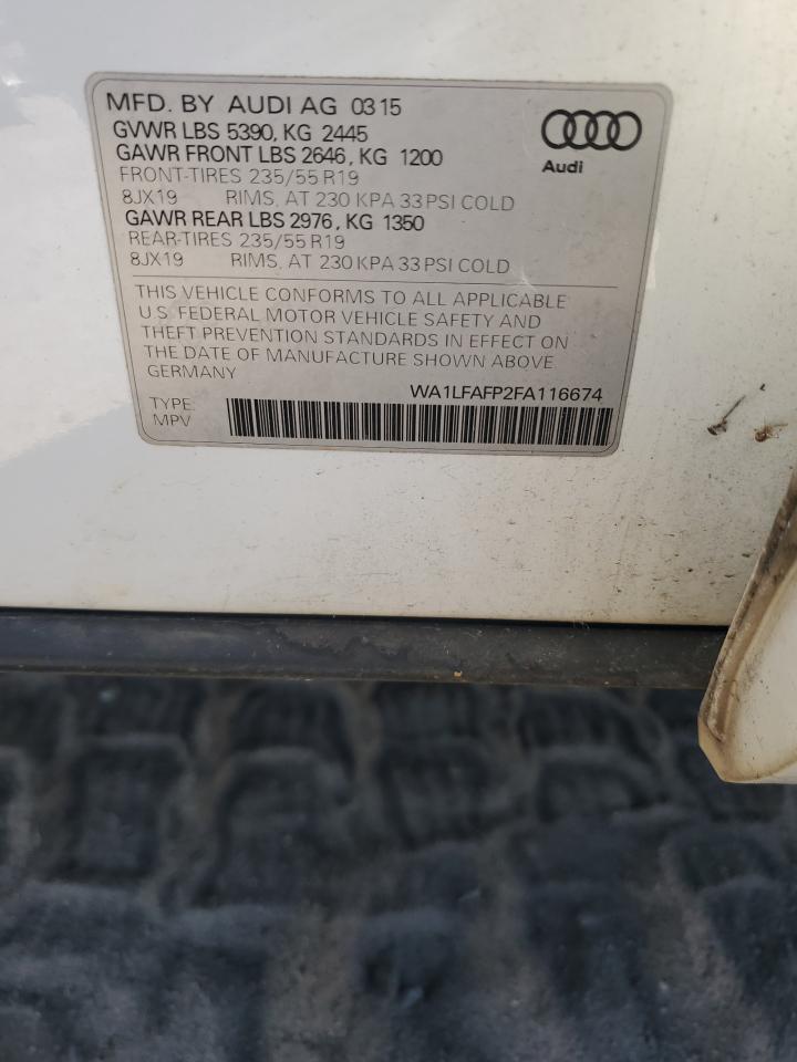 2015 Audi Q5 Premium Plus VIN: WA1LFAFP2FA116674 Lot: 91671395