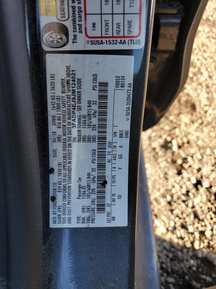 2018 Ford Fiesta Se VIN: 3FADP4EJ9JM124021 Lot: 92839585