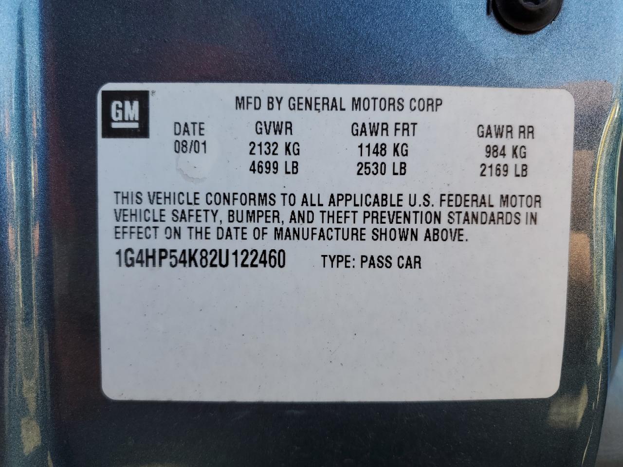 2002 Buick Lesabre Custom VIN: 1G4HP54K82U122460 Lot: 90879845