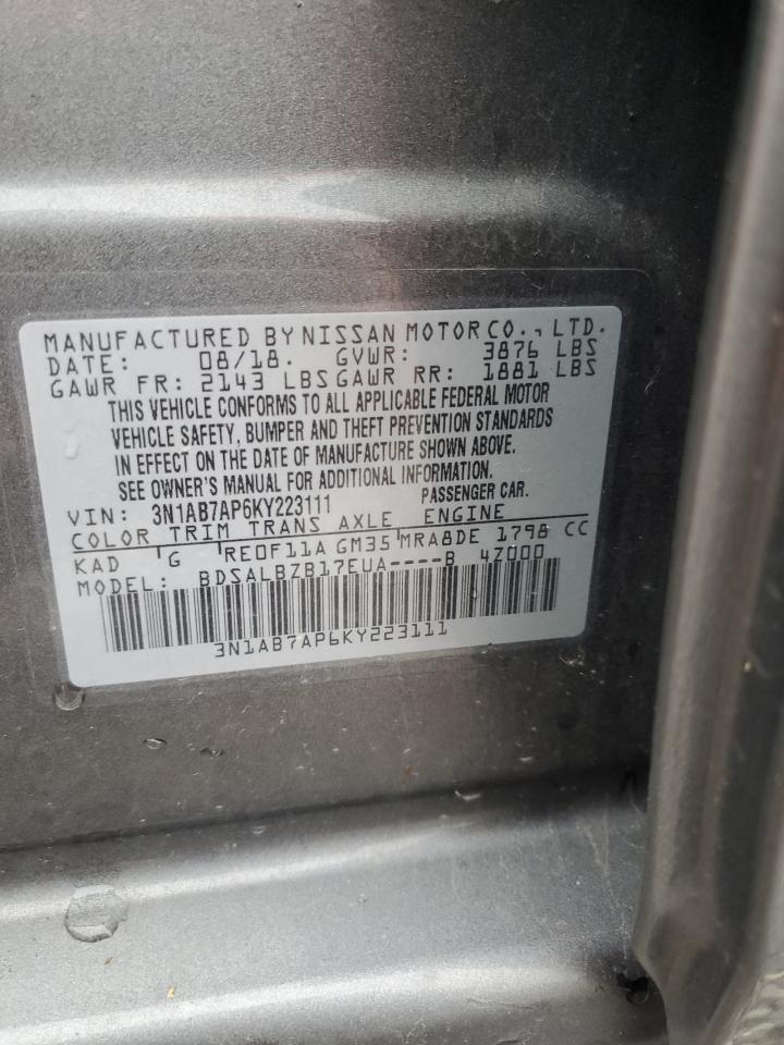 2019 Nissan Sentra S VIN: 3N1AB7AP6KY223111 Lot: 93643855