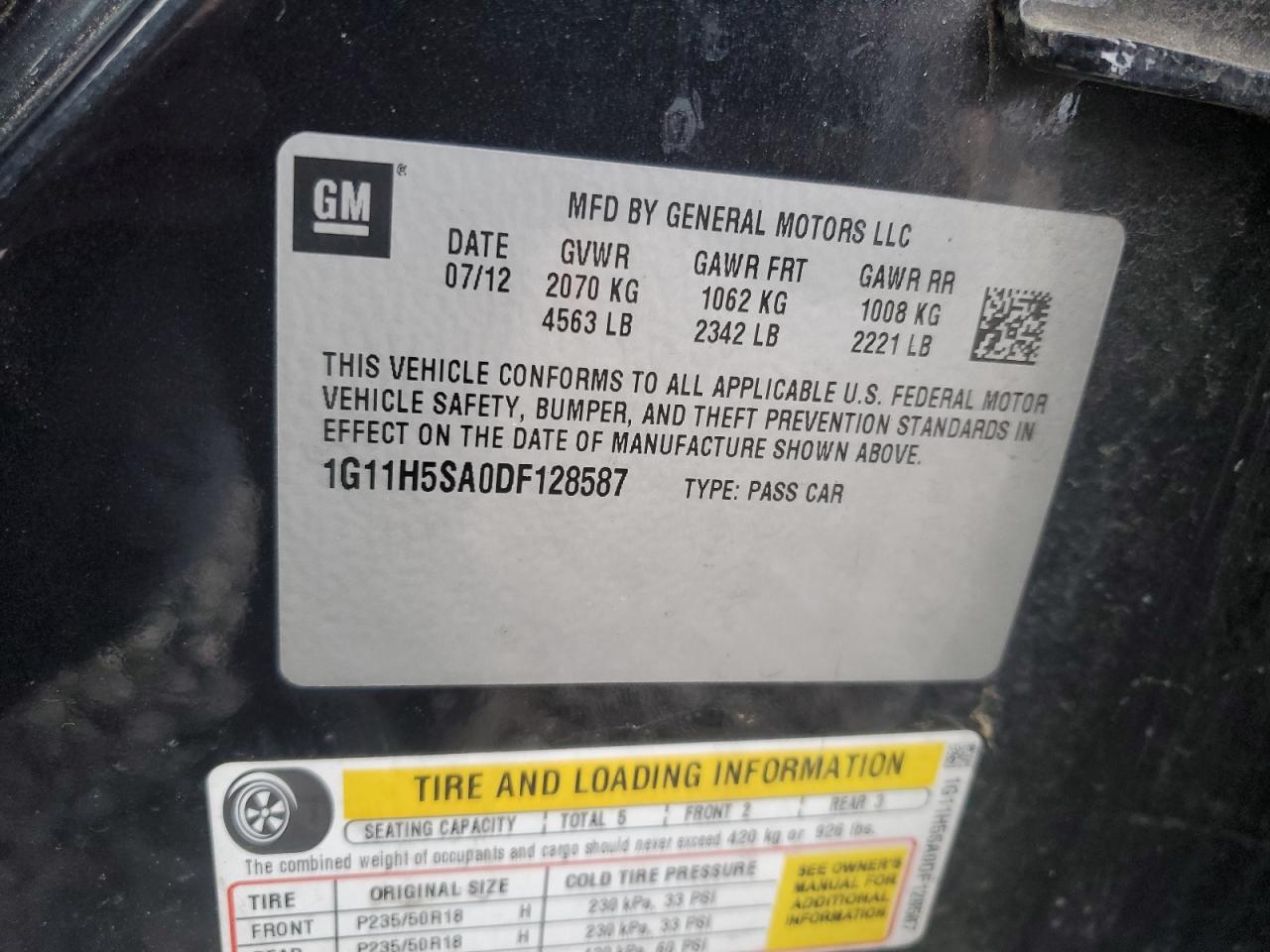 2013 Chevrolet Malibu Ltz VIN: 1G11H5SA0DF128587 Lot: 91711475