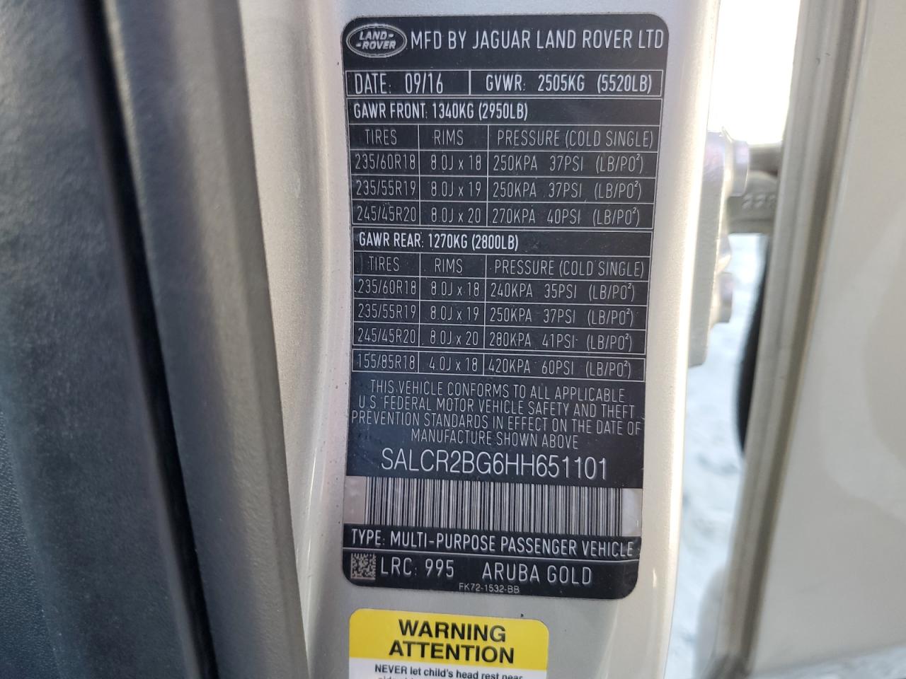 2017 Land Rover Discovery Sport Hse VIN: SALCR2BG6HH651101 Lot: 93117745