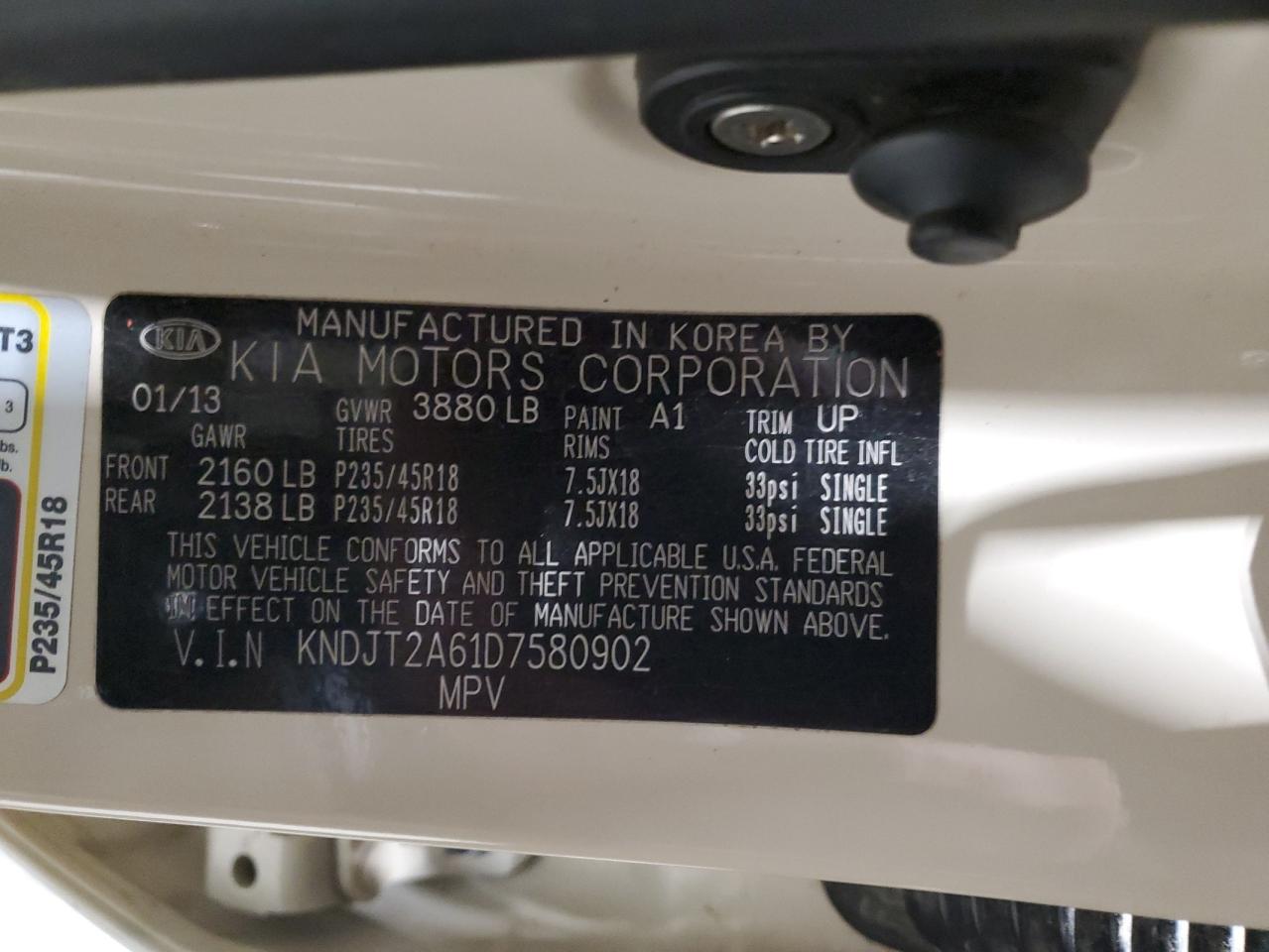 2013 Kia Soul + VIN: KNDJT2A61D7580902 Lot: 91230925