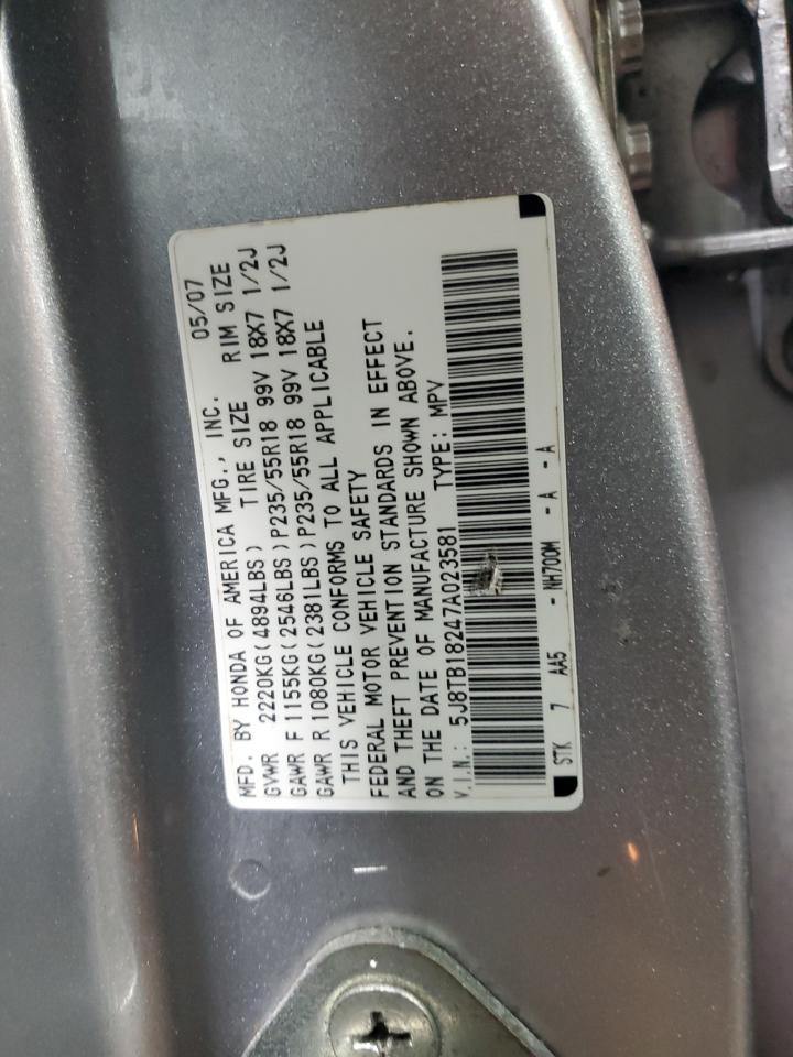 2007 Acura Rdx VIN: 5J8TB18247A023581 Lot: 93908225