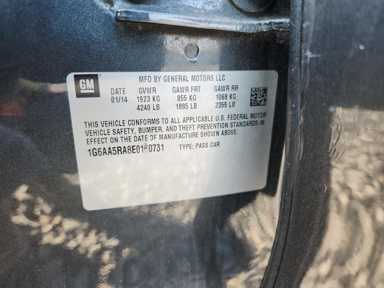 2014 Cadillac Ats VIN: 1G6AA5RA8E0160731 Lot: 92715925