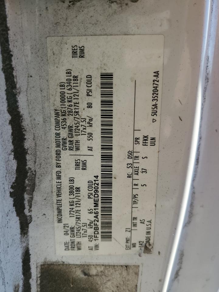 2021 Ford F250 Super Duty VIN: 1FDBF2A61MED90214 Lot: 69267065