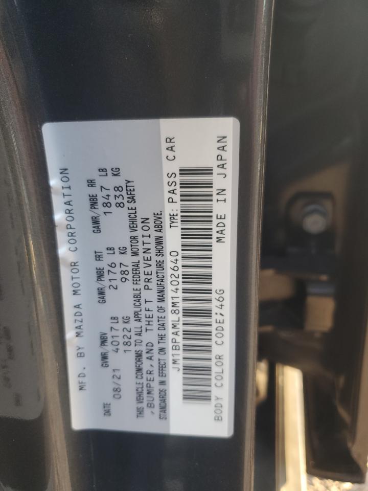 2021 Mazda 3 Premium VIN: JM1BPAML8M1402640 Lot: 92993635