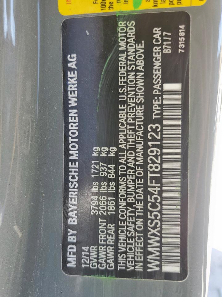 2015 Mini Cooper VIN: WMWXS5C54FT829123 Lot: 91071815