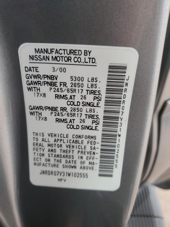 2001 Infiniti Qx4 VIN: JNRDR07Y31W102555 Lot: 90851425