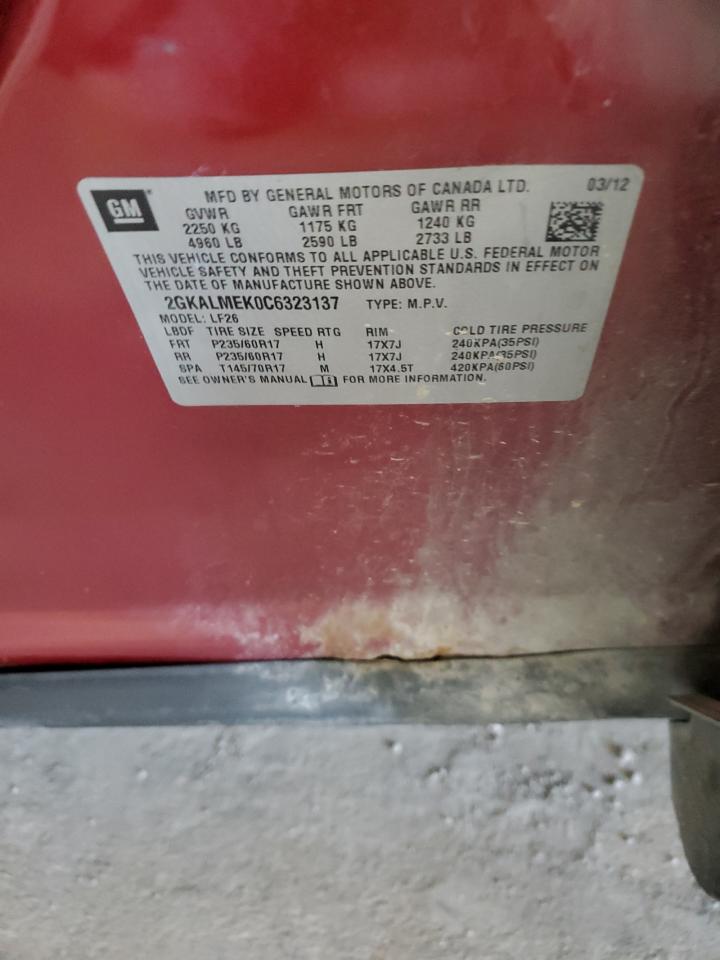 2012 GMC Terrain Sle VIN: 2GKALMEK0C6323137 Lot: 92368495