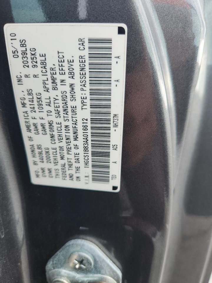2010 Honda Accord Exl VIN: 1HGCS1B83AA016612 Lot: 91645315