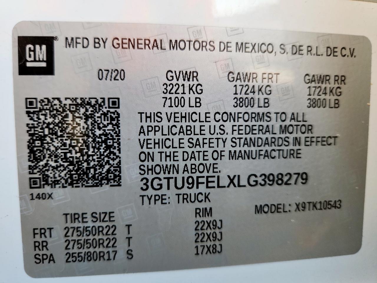 2020 GMC Sierra K1500 Denali VIN: 3GTU9FELXLG398279 Lot: 92053925
