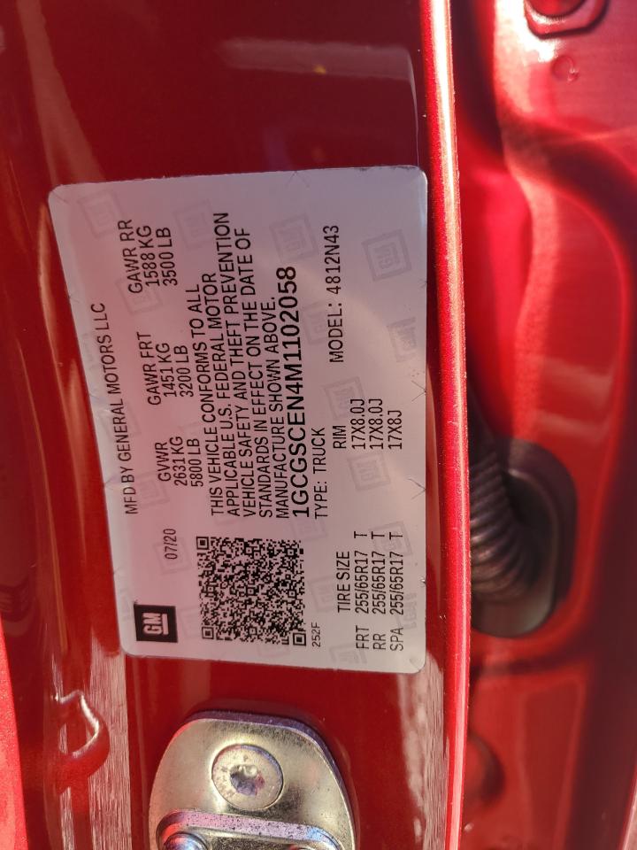 2021 Chevrolet Colorado Lt VIN: 1GCGSCEN4M1102058 Lot: 91199405