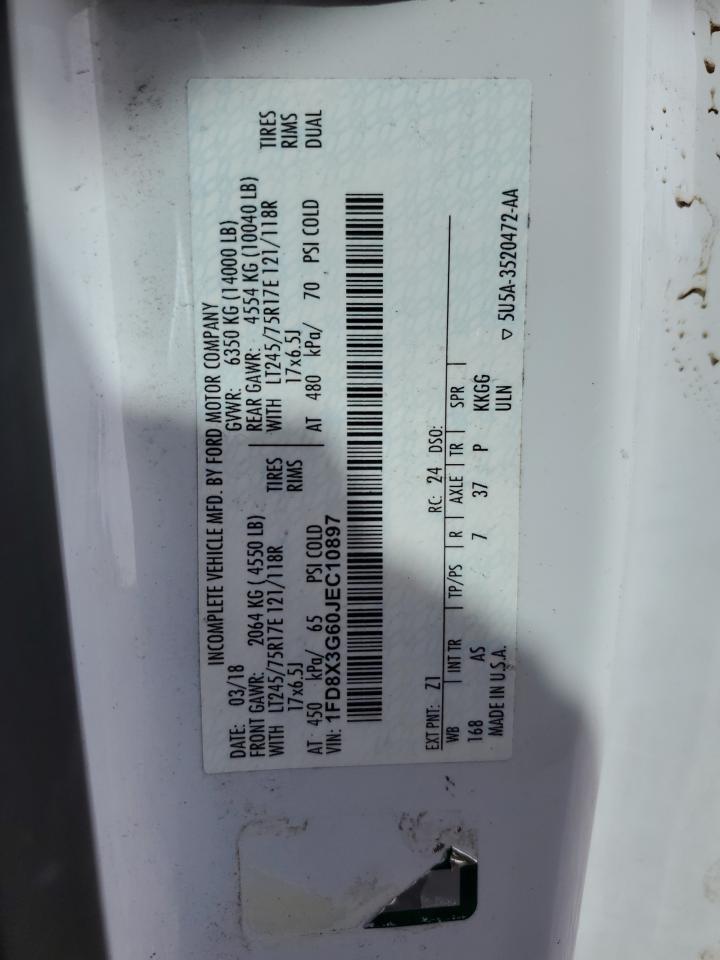 2018 Ford F350 Super Duty VIN: 1FD8X3G60JEC10897 Lot: 87255765