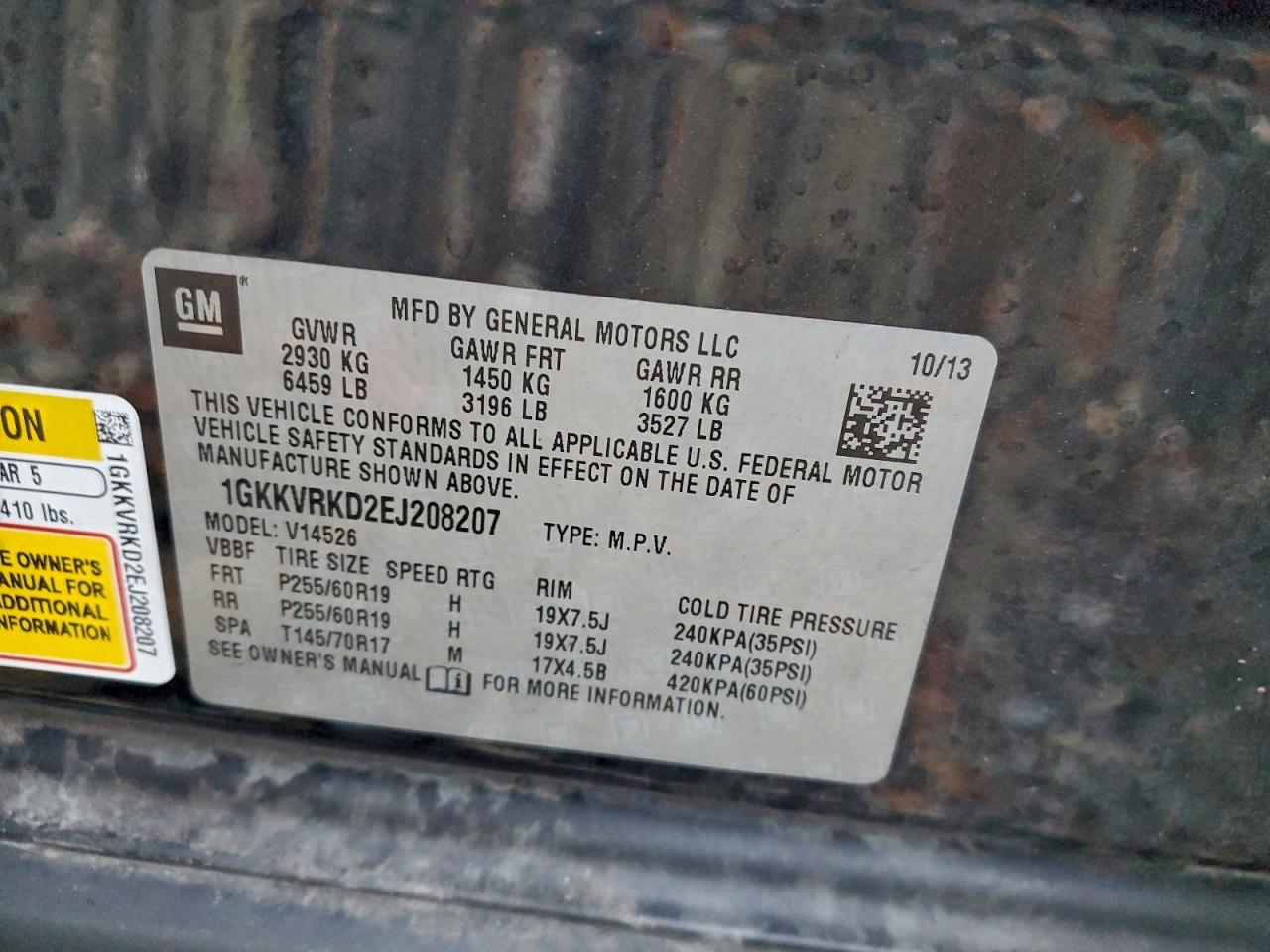 2014 GMC Acadia Slt-1 VIN: 1GKKVRKD2EJ208207 Lot: 94148725