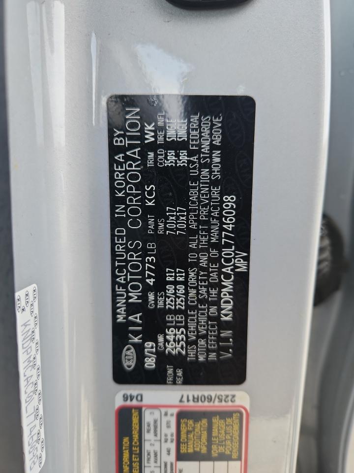 2020 Kia Sportage Lx VIN: KNDPMCAC0L7746098 Lot: 93025635