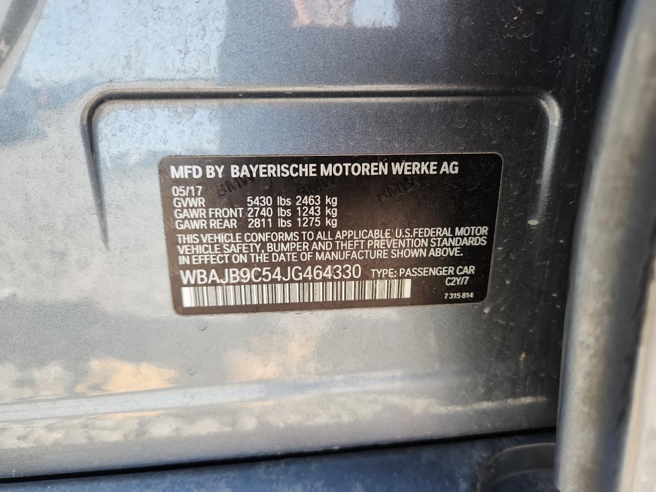 2018 BMW M550Xi VIN: WBAJB9C54JG464330 Lot: 92122105