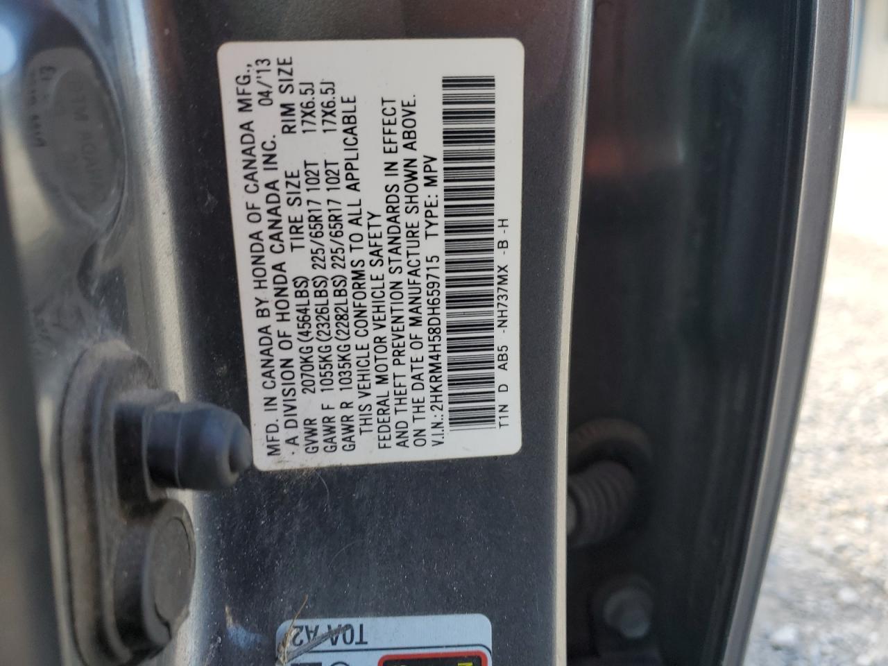 2013 Honda Cr-V Ex VIN: 2HKRM4H58DH659715 Lot: 91163235