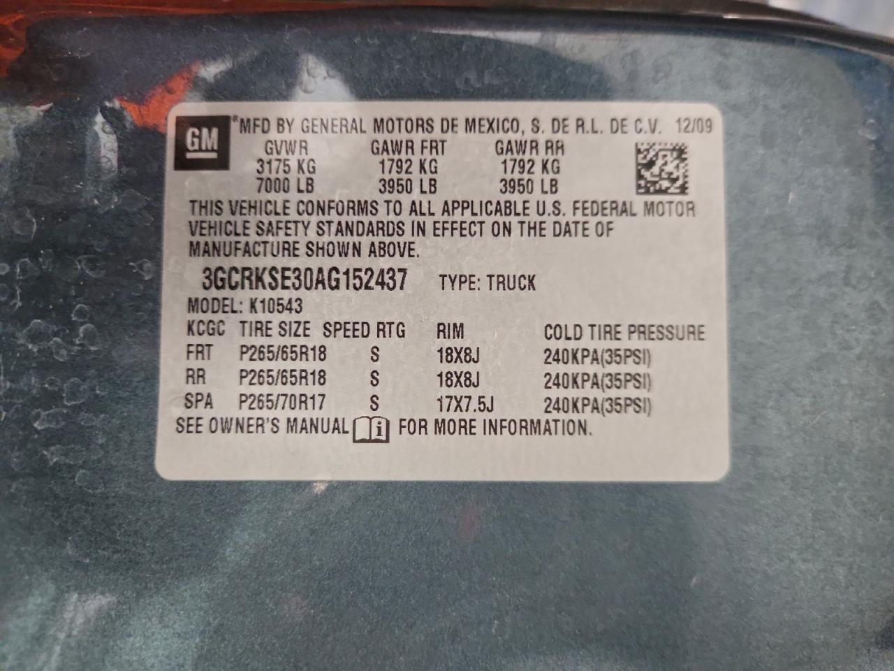 2010 Chevrolet Silverado K1500 Lt VIN: 3GCRKSE30AG152437 Lot: 93870175