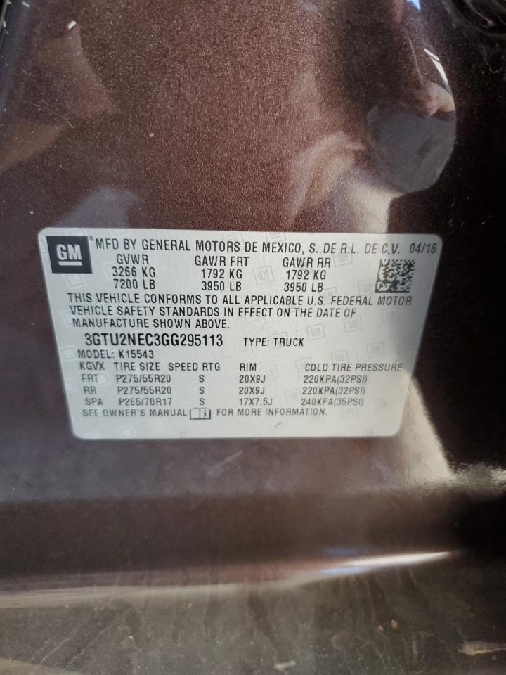 2016 GMC Sierra K1500 Slt VIN: 3GTU2NEC3GG295113 Lot: 93240645